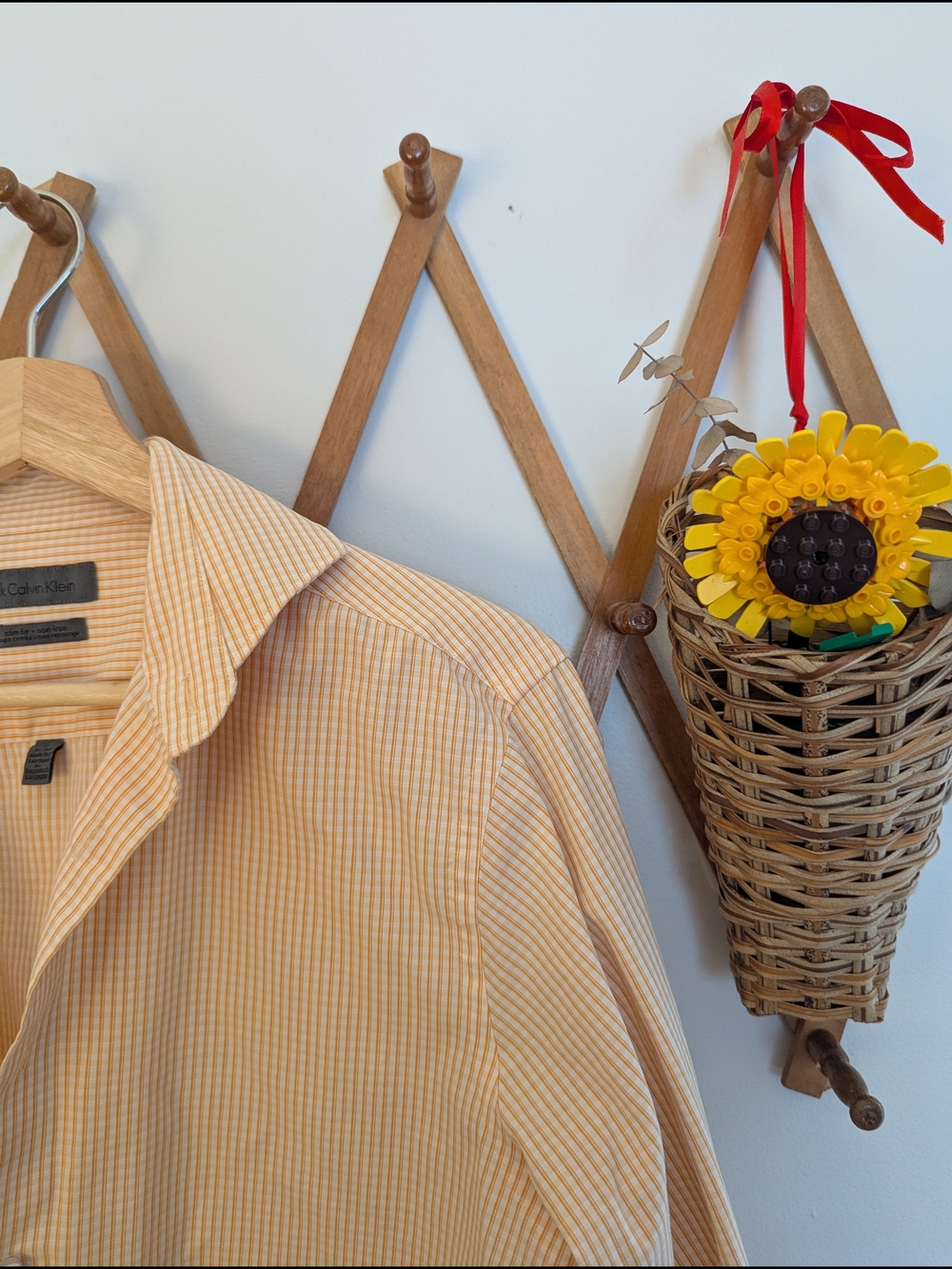 Calvin Klein Men’s Light Orange Gingham Dress Shirt